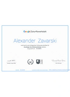 Сертификат Google Zukunftswerkstatt