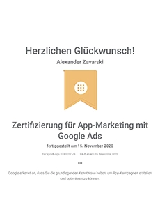 Сертификат App-Marketing Google Ads 2020